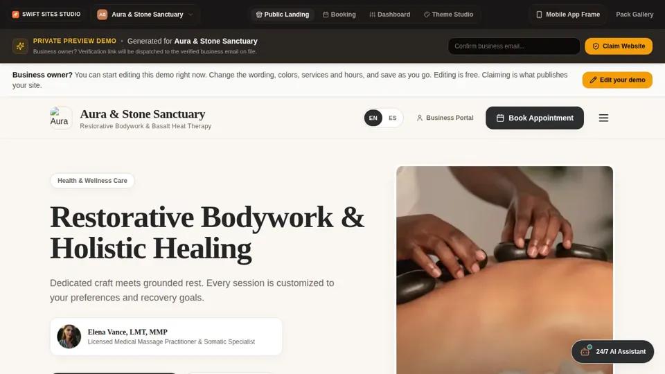 Health & Wellness storefront preview