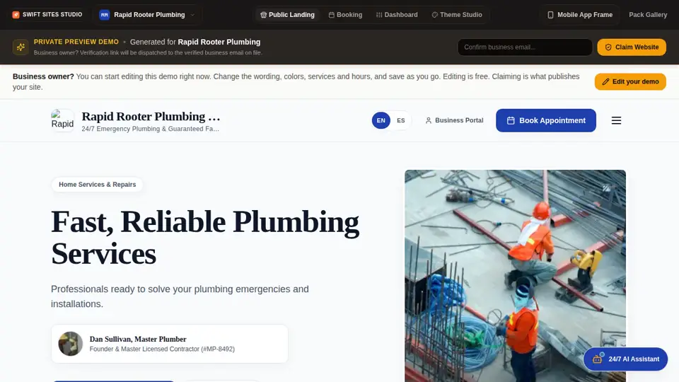 Home Services storefront preview