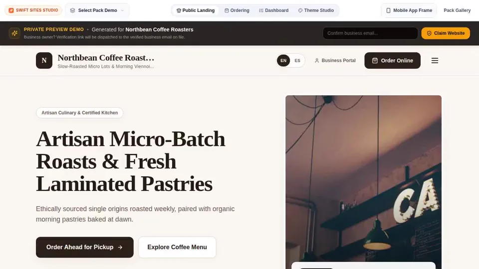 Restaurants & Catering storefront preview